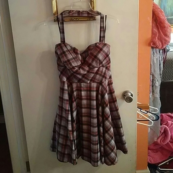 Unique Vintage Dresses & Skirts - Red & Black plaid swing dress